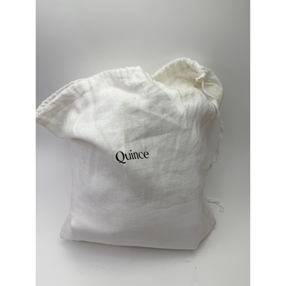 Quince European Linen Sheet Set White Queen Size Bedding With Storage Bag
